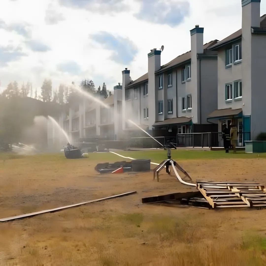 Water mist fire suppression around a custom home