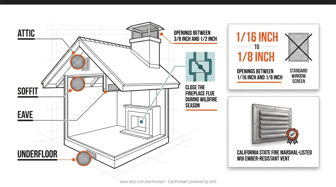 Home vent and chimney fire hardening specifications mesh sizes and ember-resistant upgrades