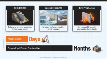 Precast concrete construction advantages for challenging hillside and fire-prone sites