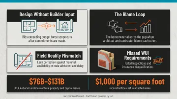 Fragmented construction delivery failure modes and California wildfire rebuild cost risks