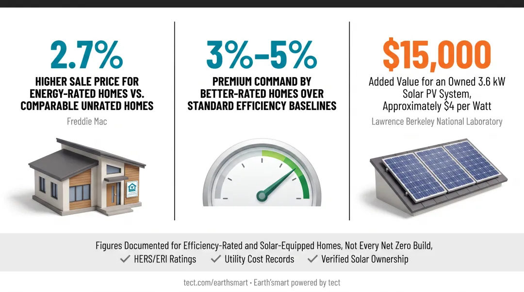 Net zero home resale value premium statistics comparison infographic