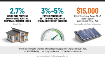 Net zero home resale value premium statistics comparison infographic