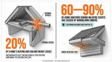 MEP penetration energy loss statistics showing 20 percent heating and cooling losses infographic