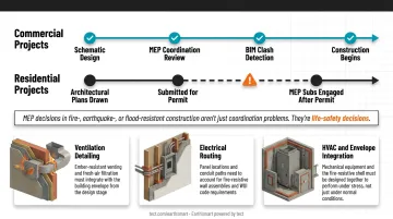 Three MEP coordination failure points in wildfire-resilient home construction