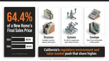 California custom home construction cost breakdown by category structure systems envelope finishes