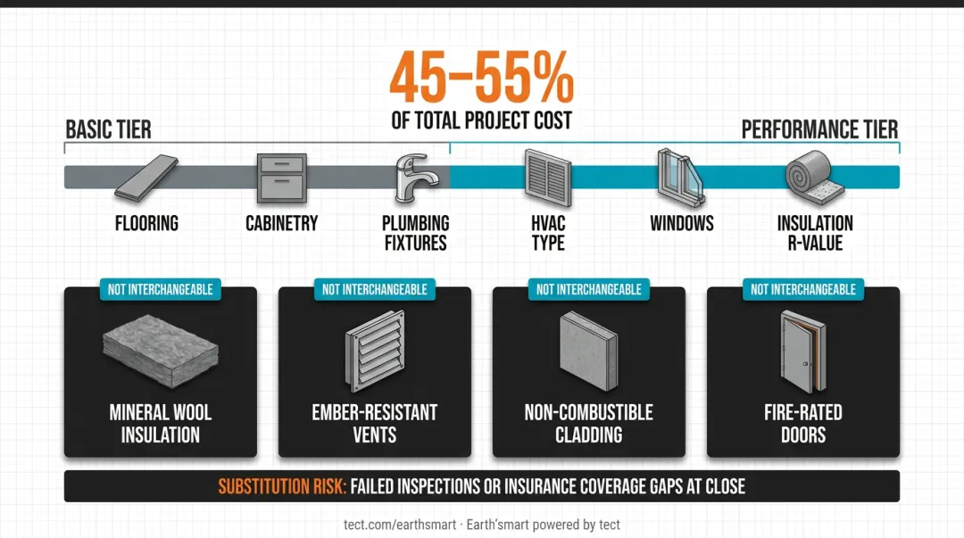 California WUI Chapter 7A wildfire-resistant building requirements and added construction costs