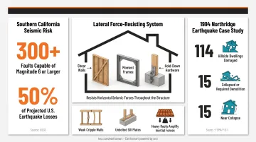 Seismic lateral force resisting system components diagram for residential construction