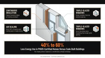 High-performance building envelope system components continuous insulation air sealing triple glazing