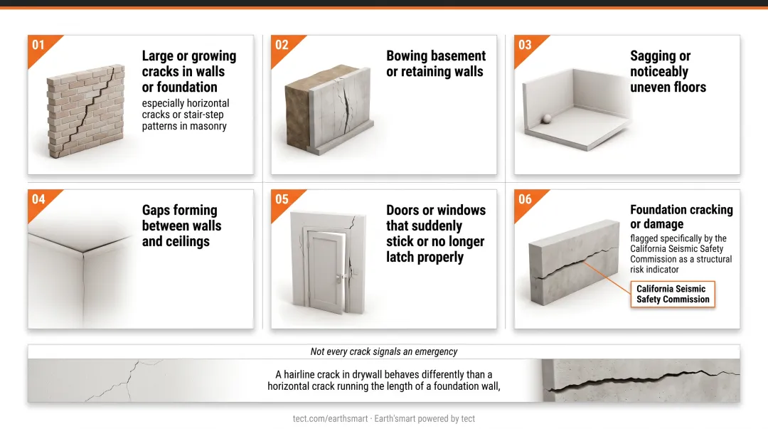 Six structural warning signs in a home requiring immediate engineering assessment