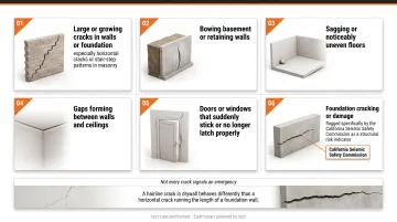 Six structural warning signs in a home requiring immediate engineering assessment