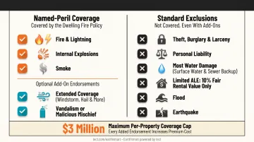 California FAIR Plan coverage inclusions versus major exclusions comparison chart