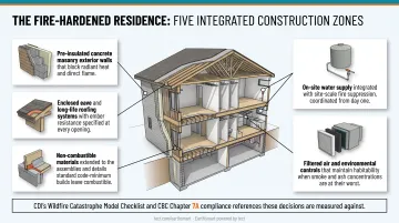 Wildfire-engineered rebuild versus standard retrofit comparison of fire performance systems