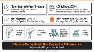 Homeowner organizing wildfire mitigation documentation binder for insurance submission