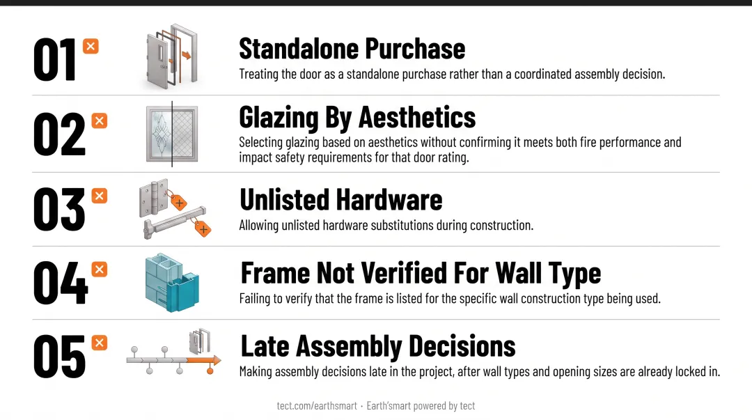 Five common fire-rated door assembly specification and installation mistakes checklist