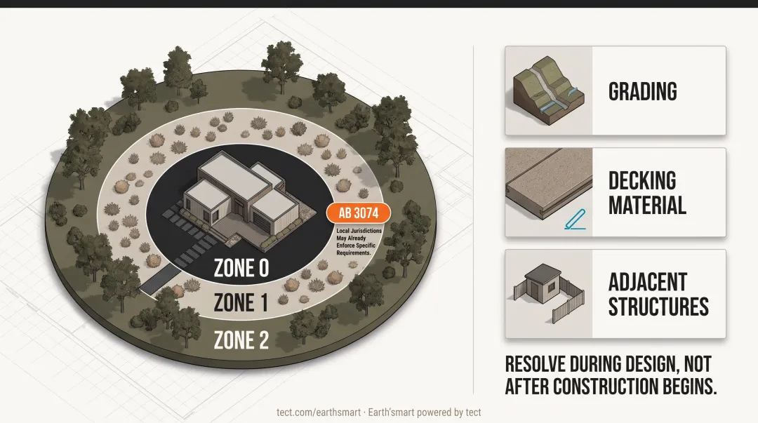 California defensible space three zone diagram Zone 0 Zone 1 Zone 2 requirements