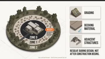California defensible space three zone diagram Zone 0 Zone 1 Zone 2 requirements