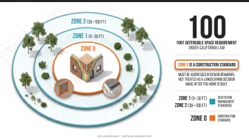 Zone 0 noncombustible five-foot perimeter design requirements versus defensible space zones