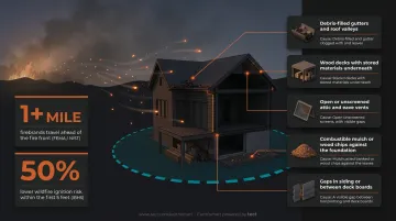 Six common ember ignition entry points on a home diagram