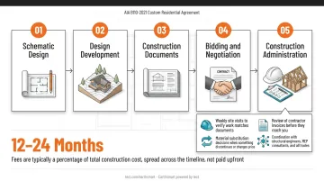 Full-service architect construction administration four responsibilities breakdown infographic