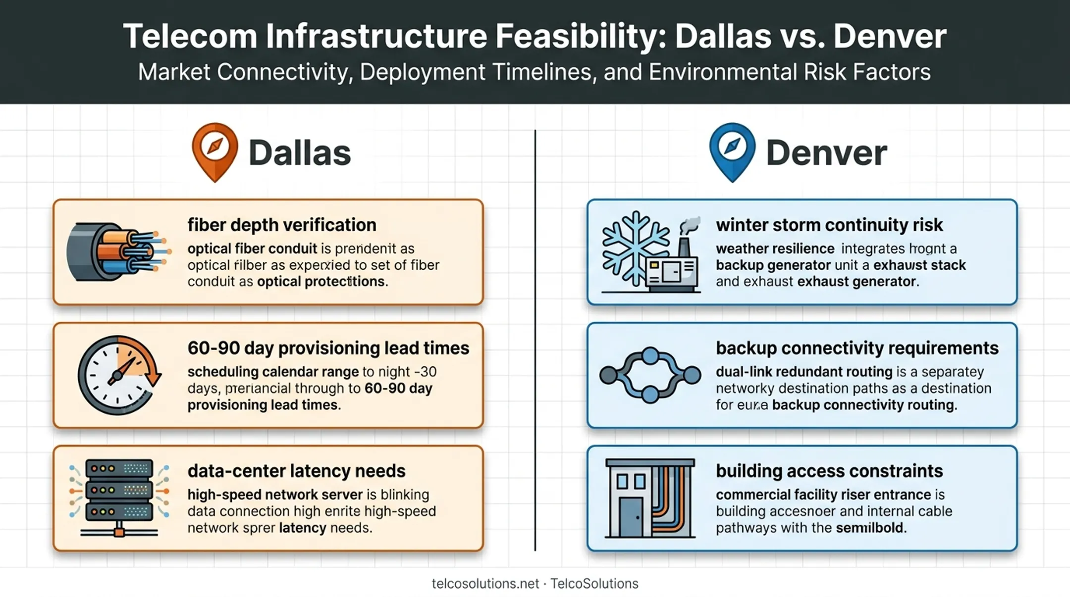 Dallas versus Denver network connectivity considerations comparison chart