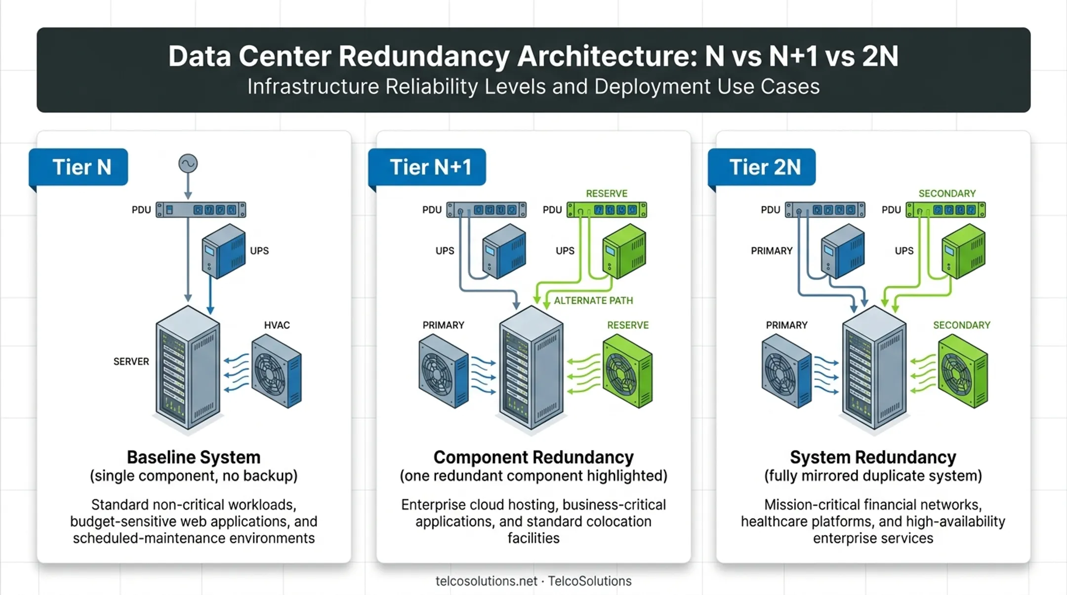 N N+1 2N redundancy models comparison for data center reliability
