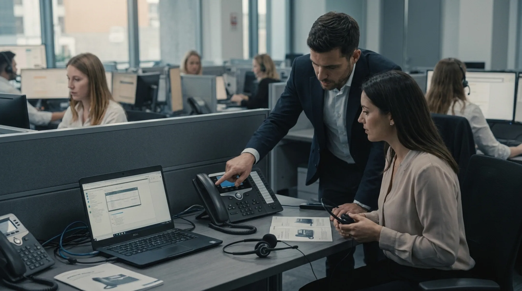 TelcoSolutions team supporting business client with VoIP phone setup