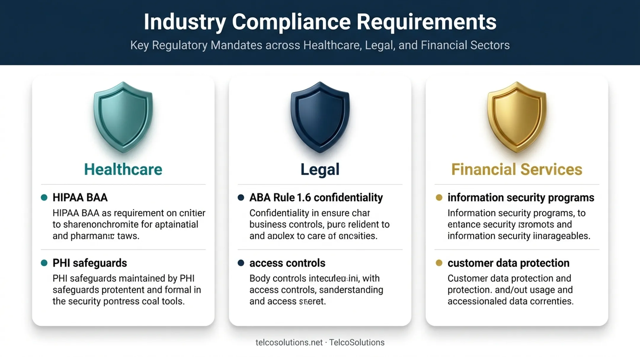 Compliance requirements comparison for healthcare legal and financial virtual receptionist use
