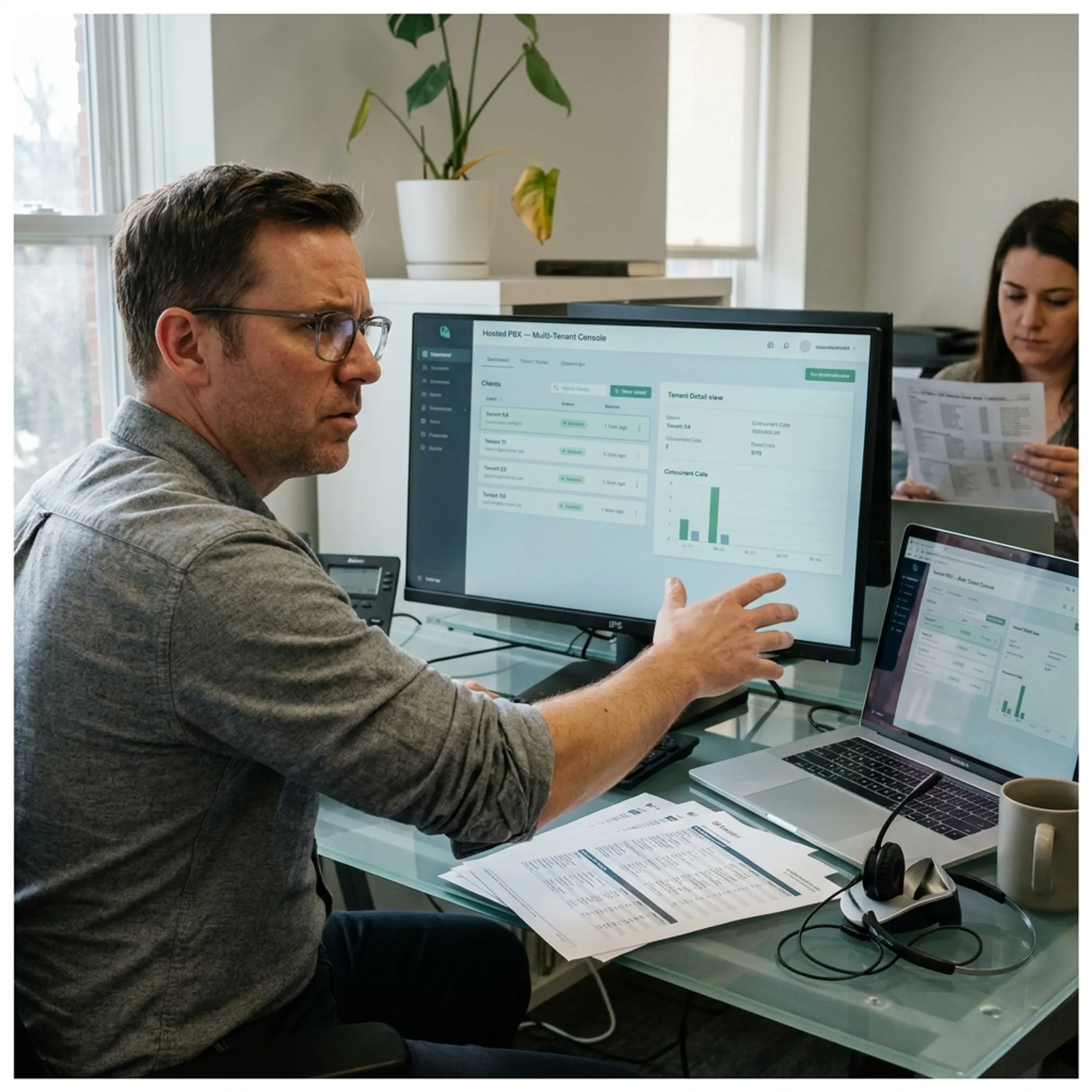 Managed service provider reviewing hosted voice configuration