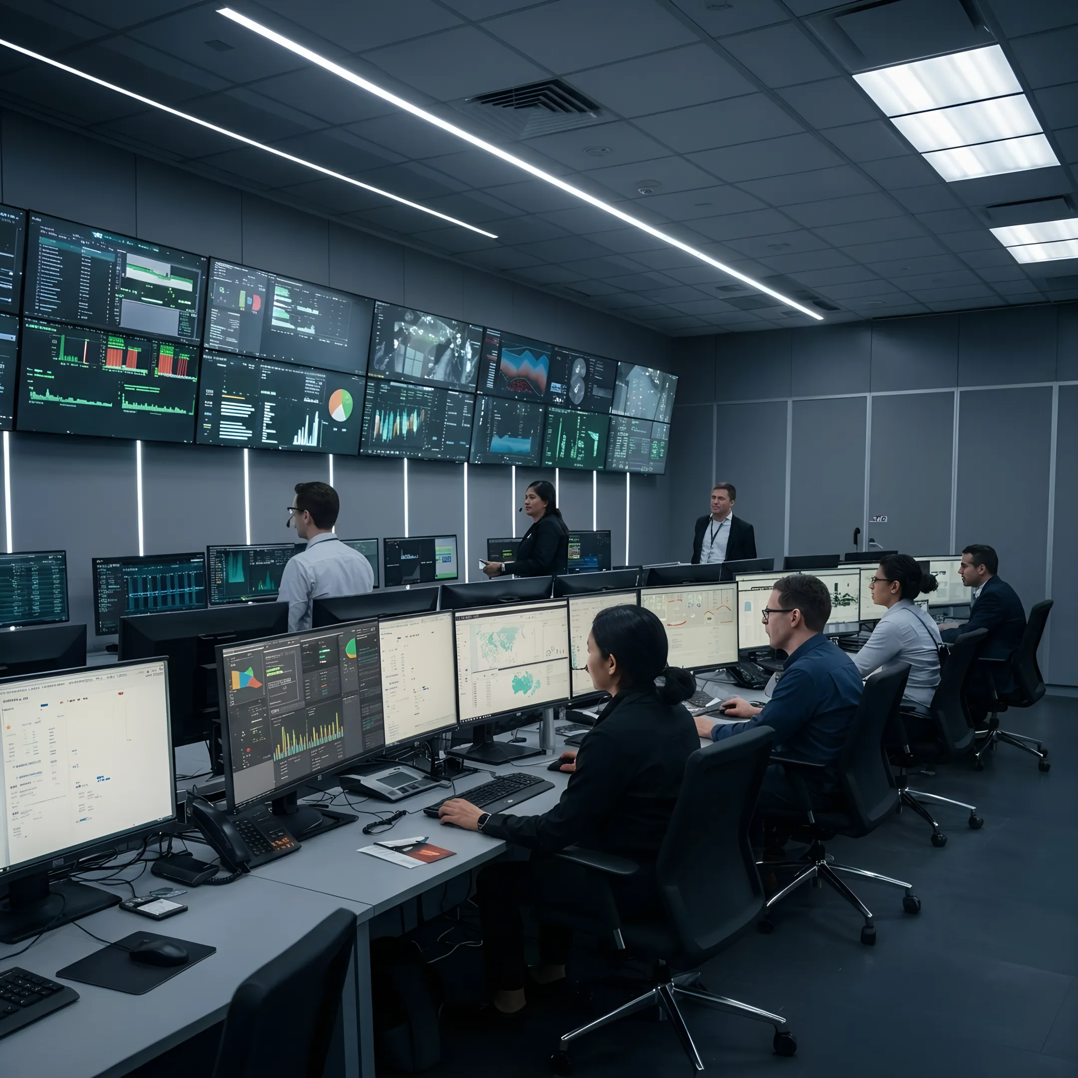 Technician reviewing colocation infrastructure in a secure data center
