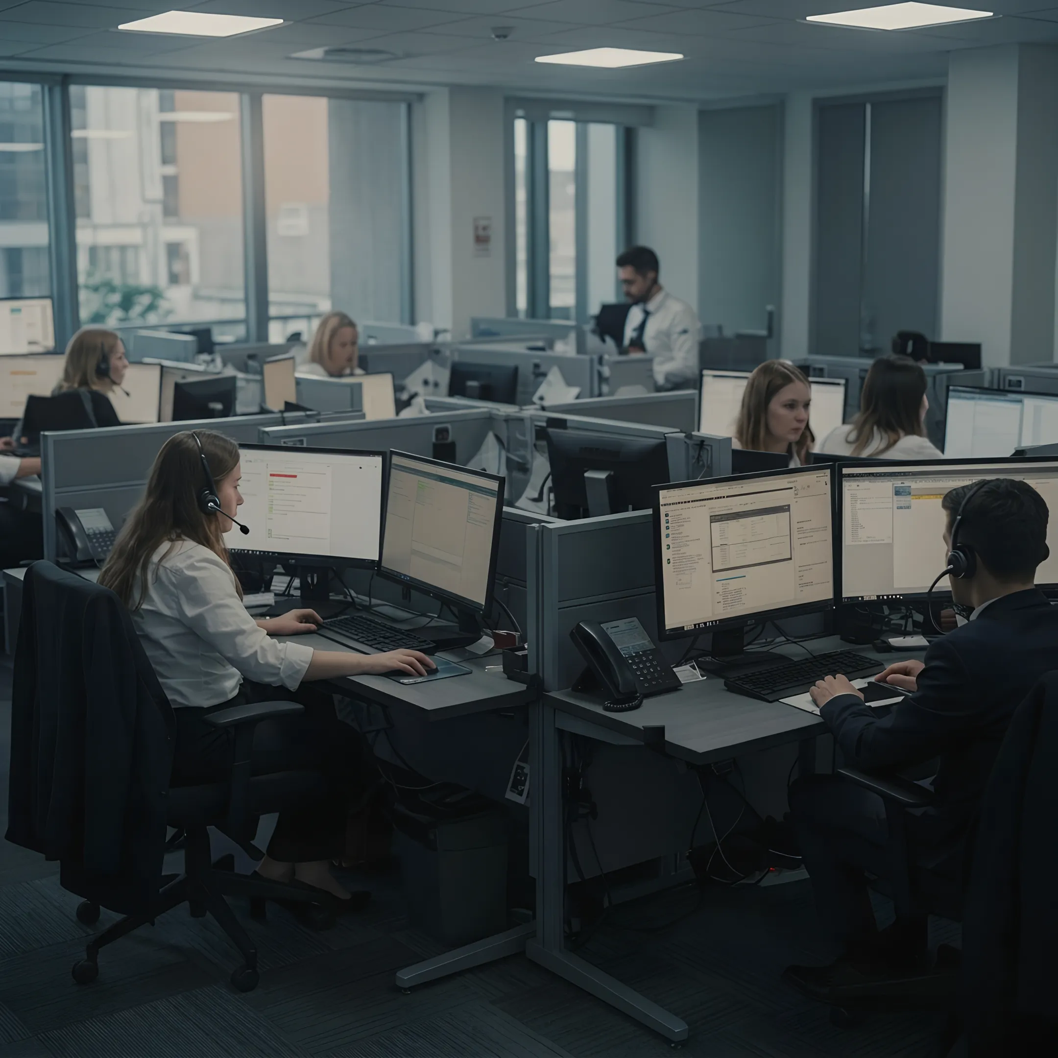 Nonprofit professionals managing calls through unified communications