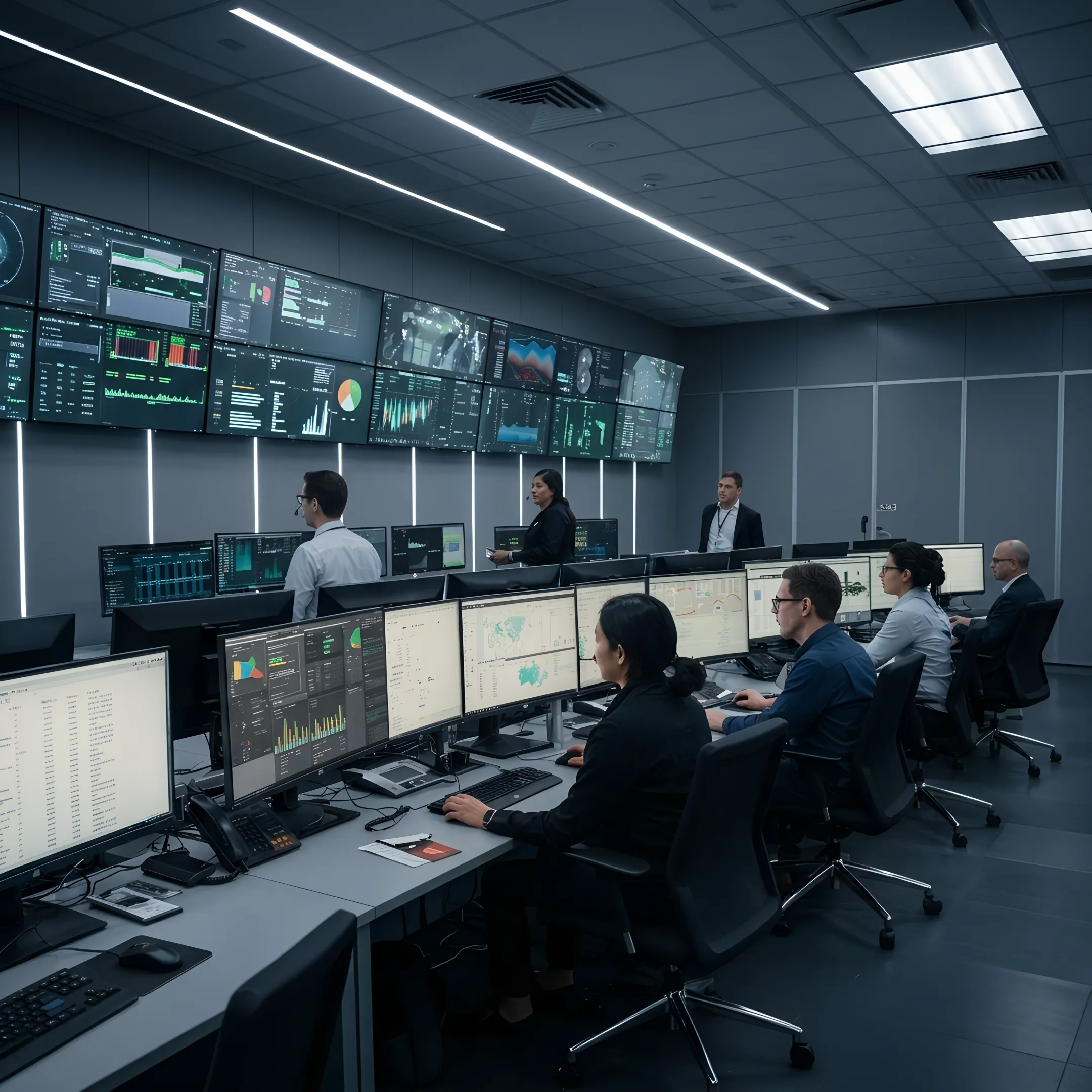 Technician managing business fiber network equipment