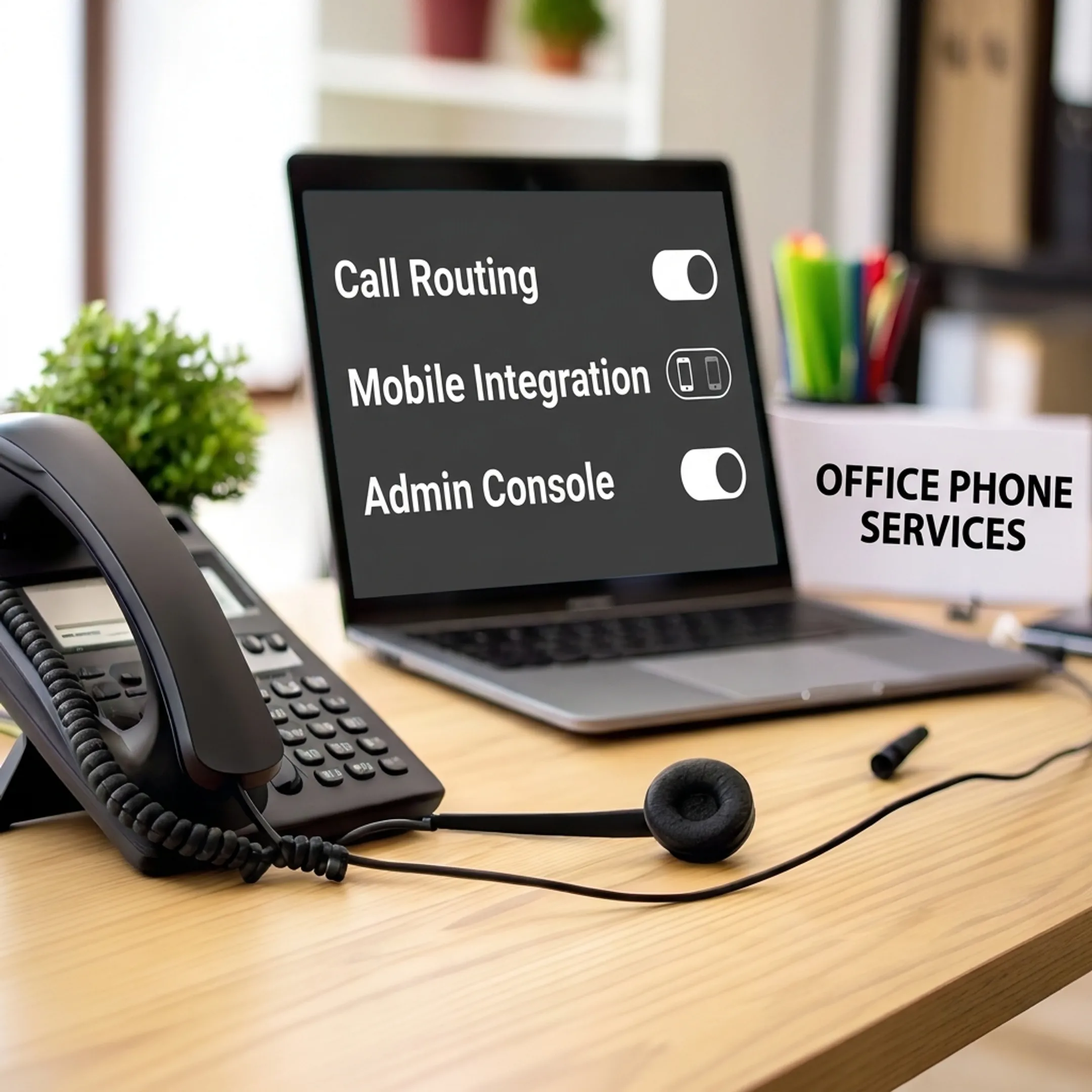 Business communications administrator managing a hosted phone system