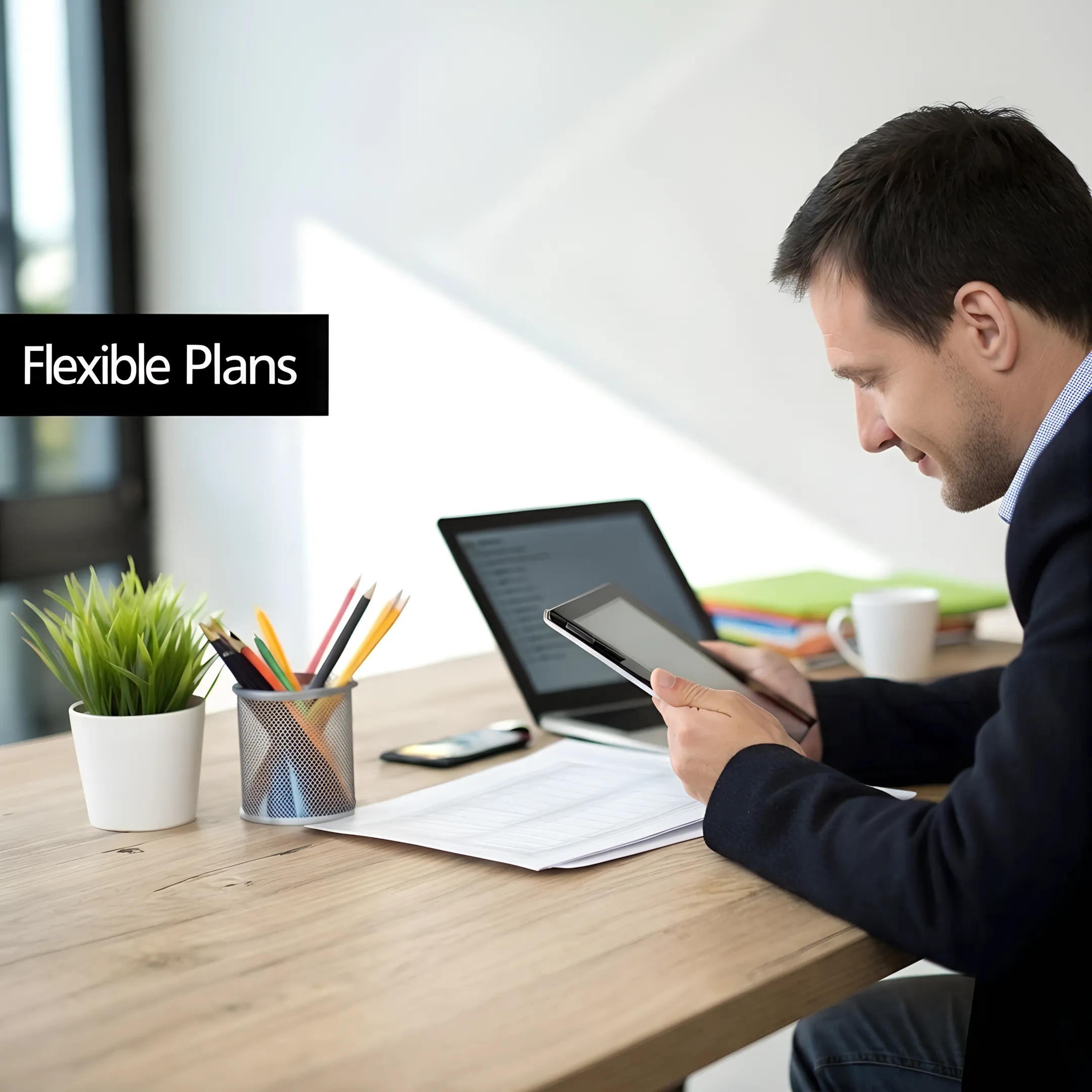 Business owner reviewing a cloud phone system