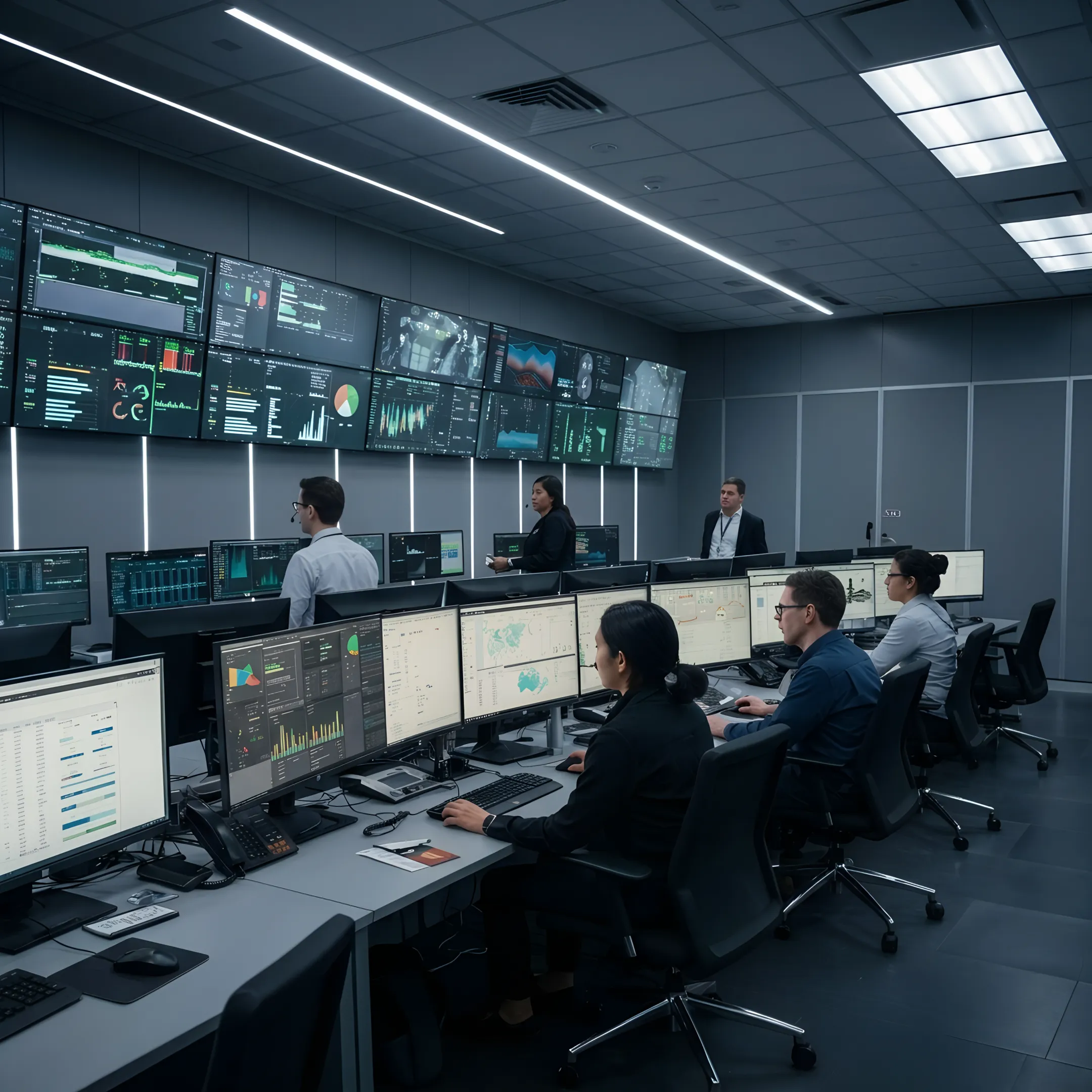 Technician monitoring secure colocation infrastructure
