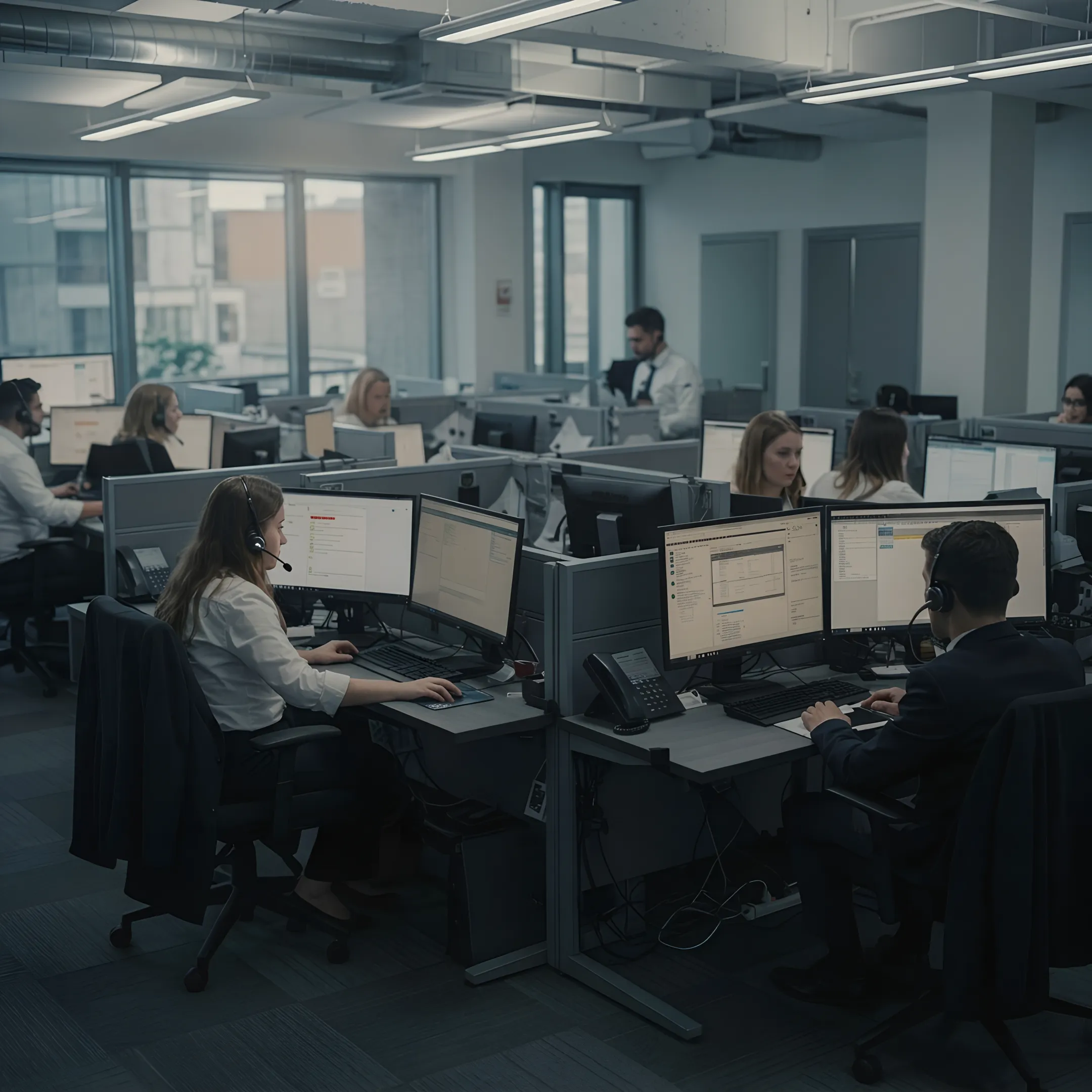 Hotel staff managing connected business communications