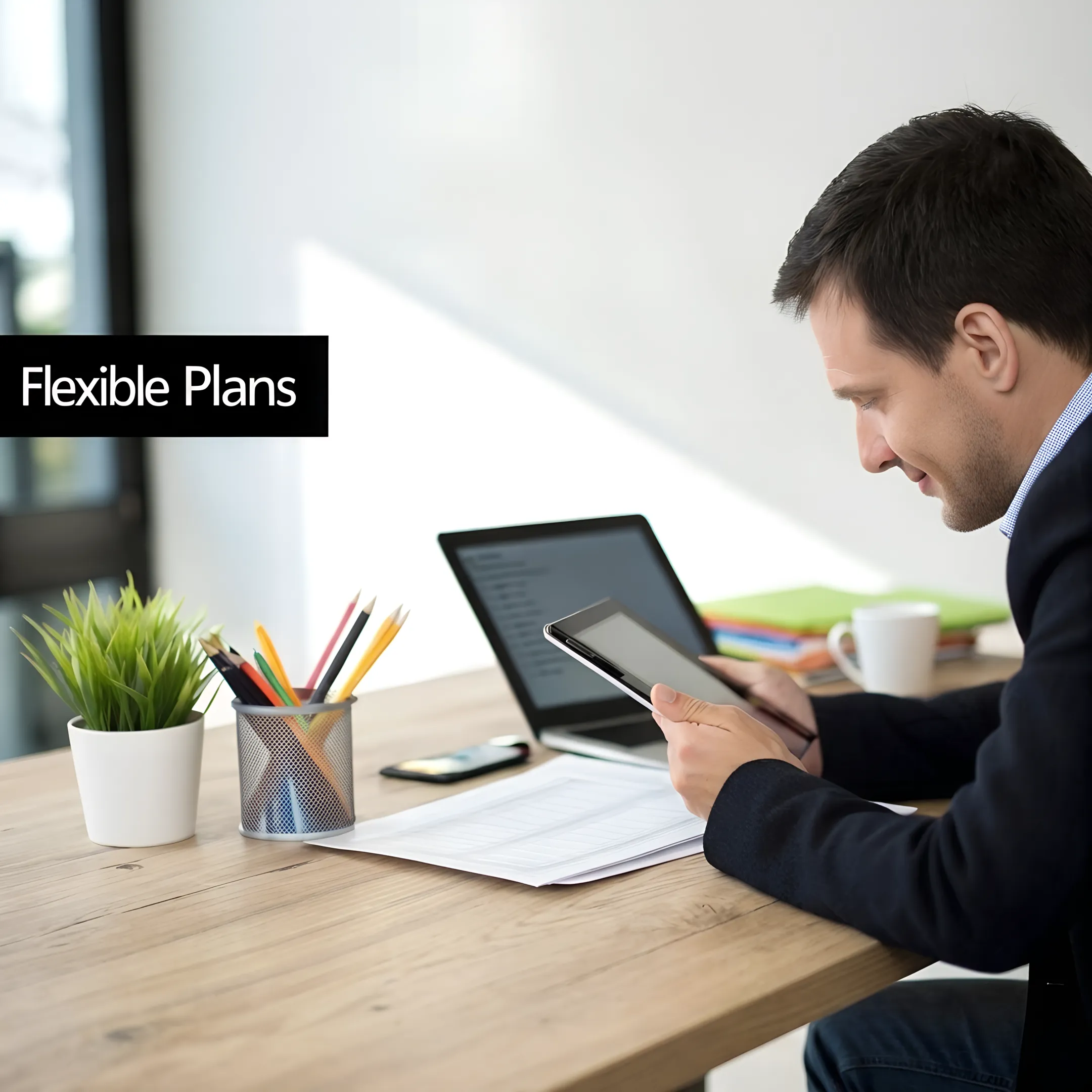 Telecom advisor reviewing business TV options with a client