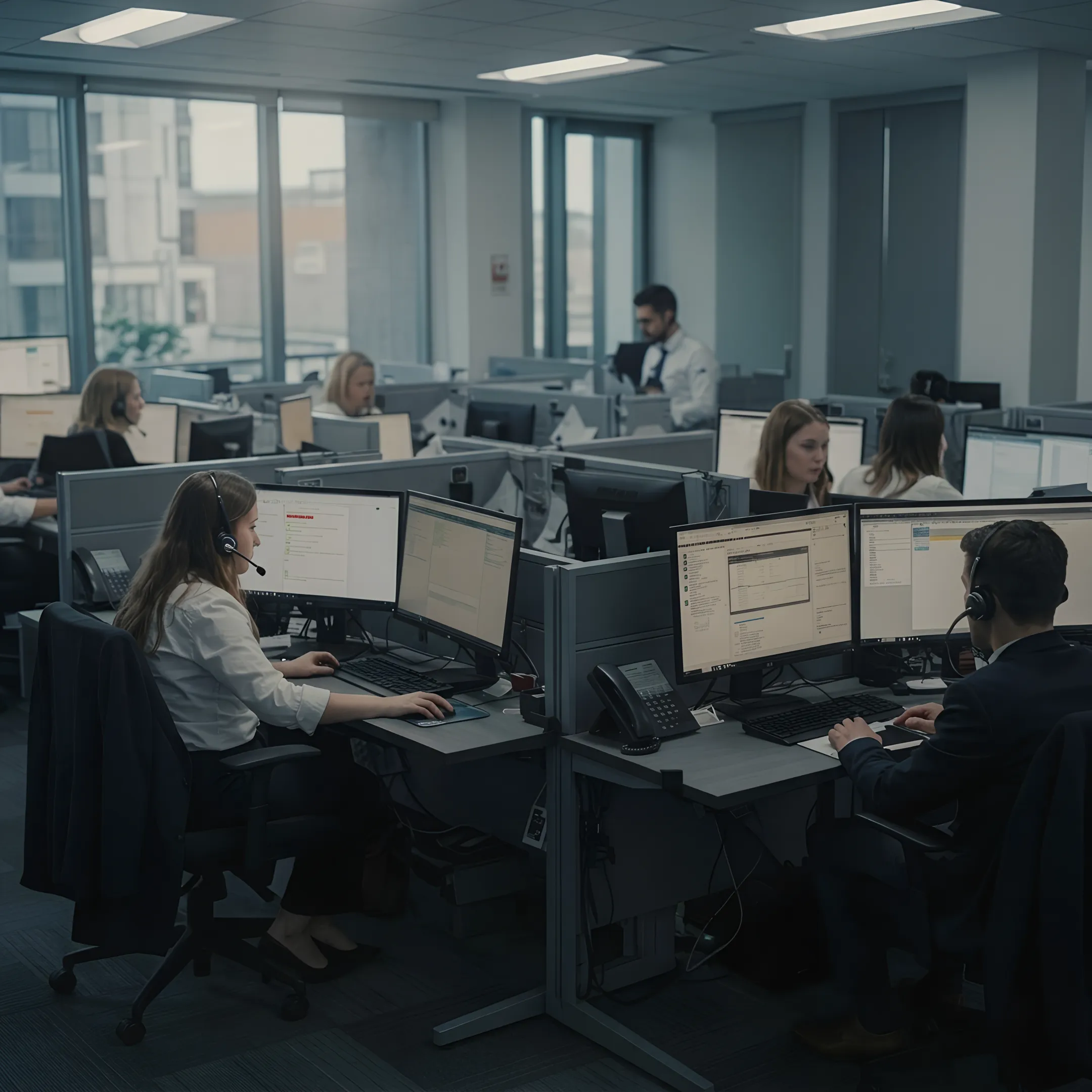 Business team using connected answering technology
