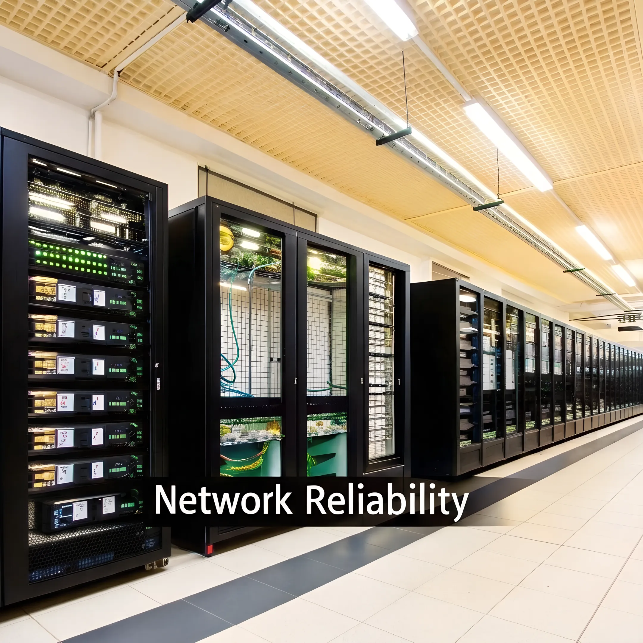 Technician monitoring secure colocation server infrastructure