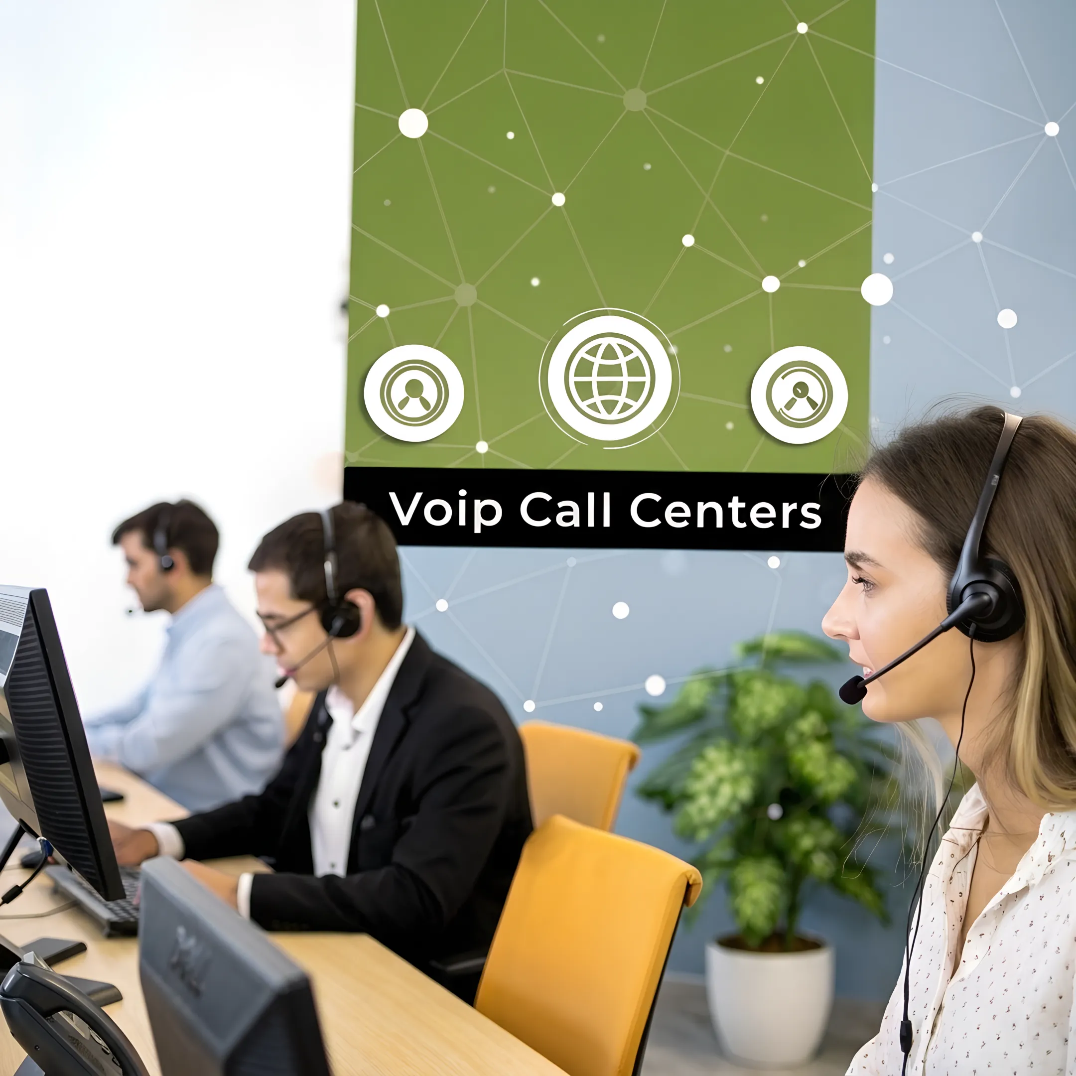 Business team reviewing routed pest control customer calls