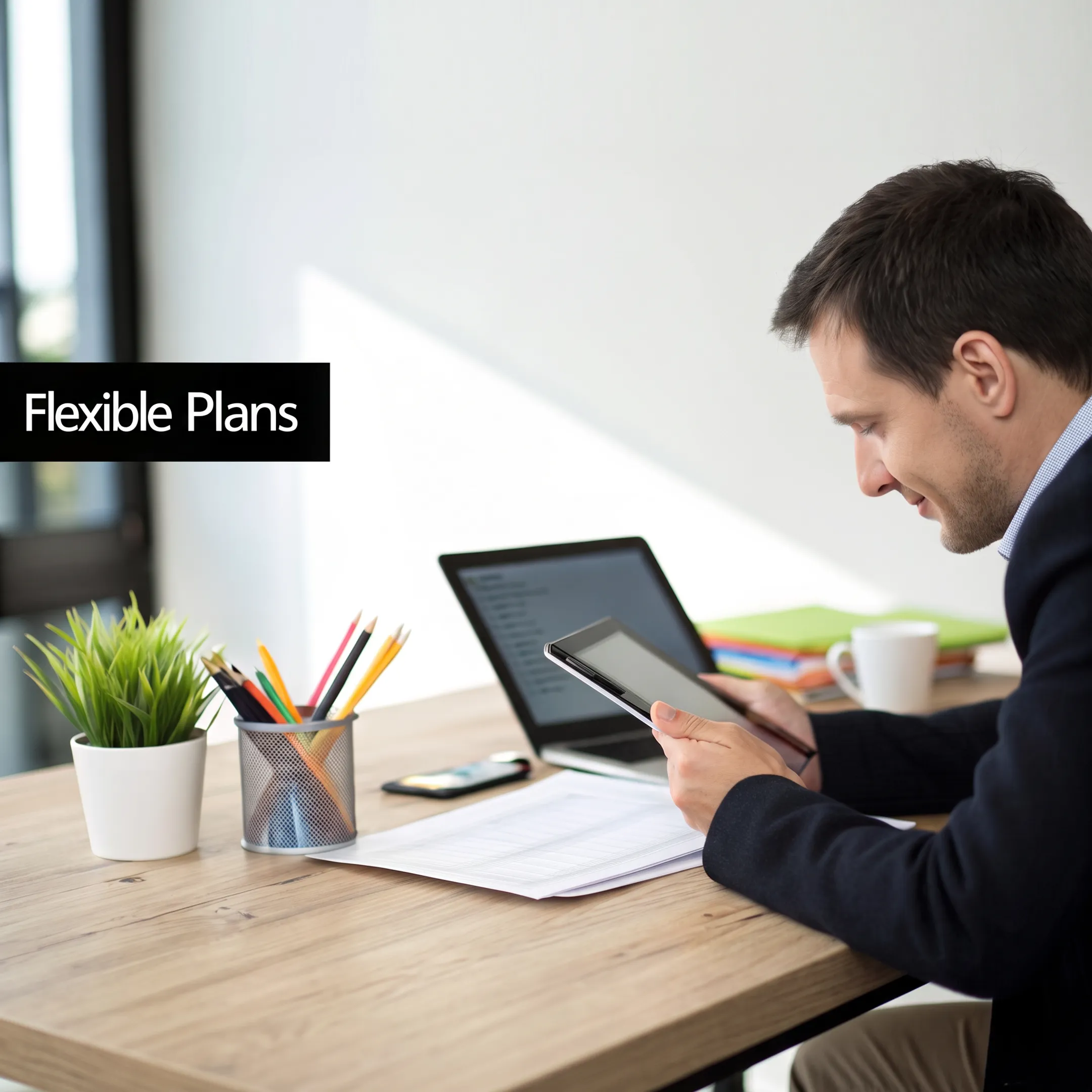 Consultant reviewing phone and internet options with a small business owner