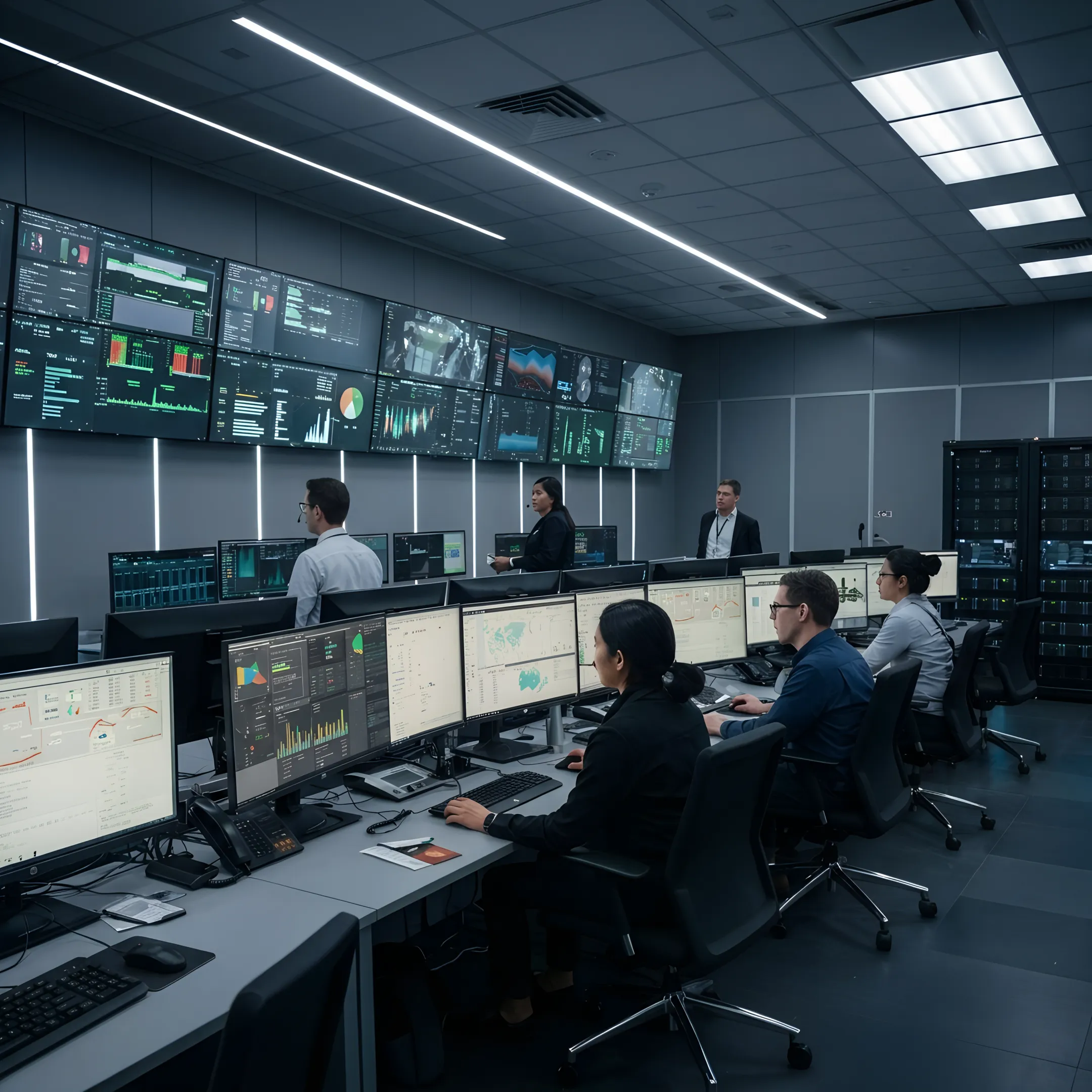 Technician monitoring cloud-connected data center systems