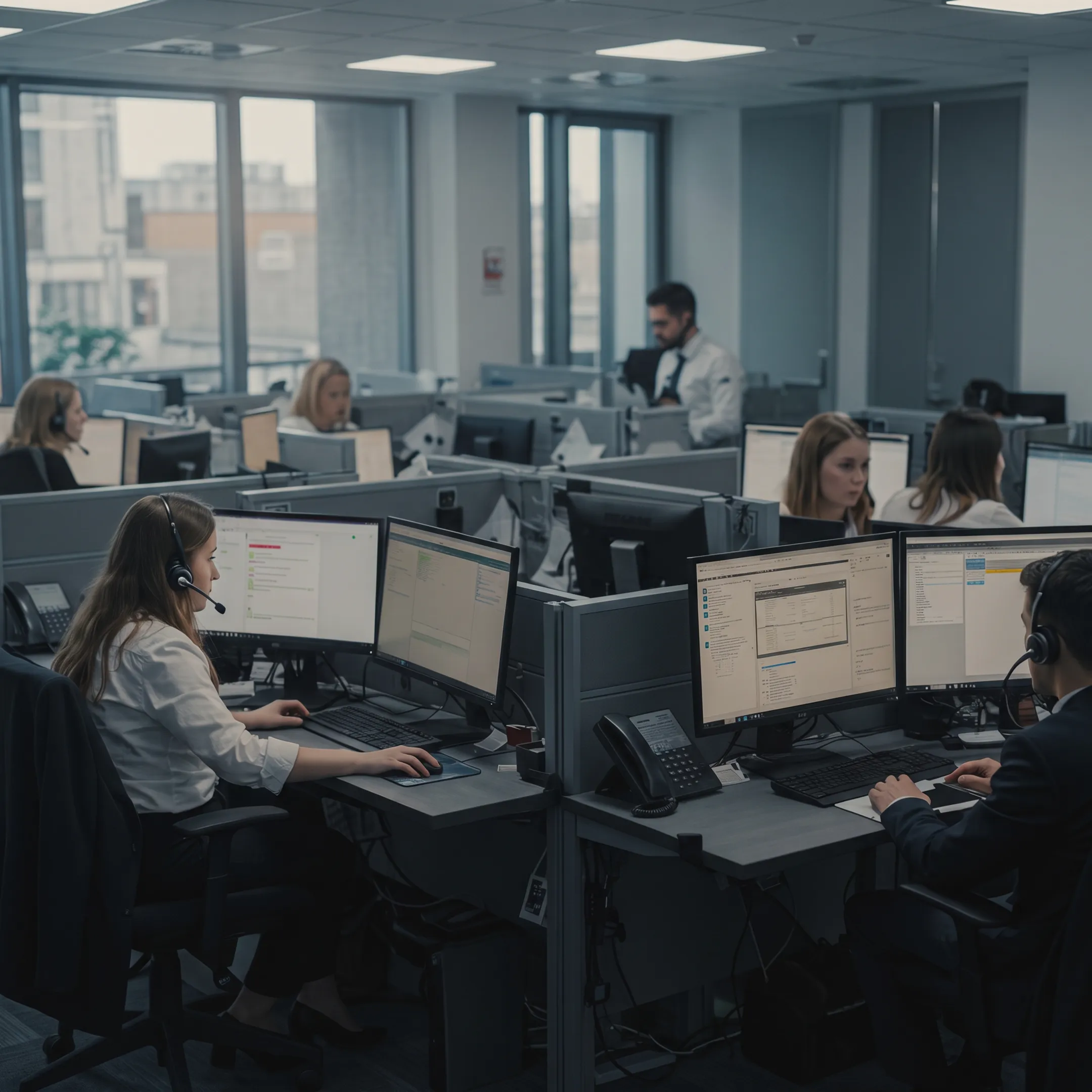 Funeral home communication team managing incoming calls