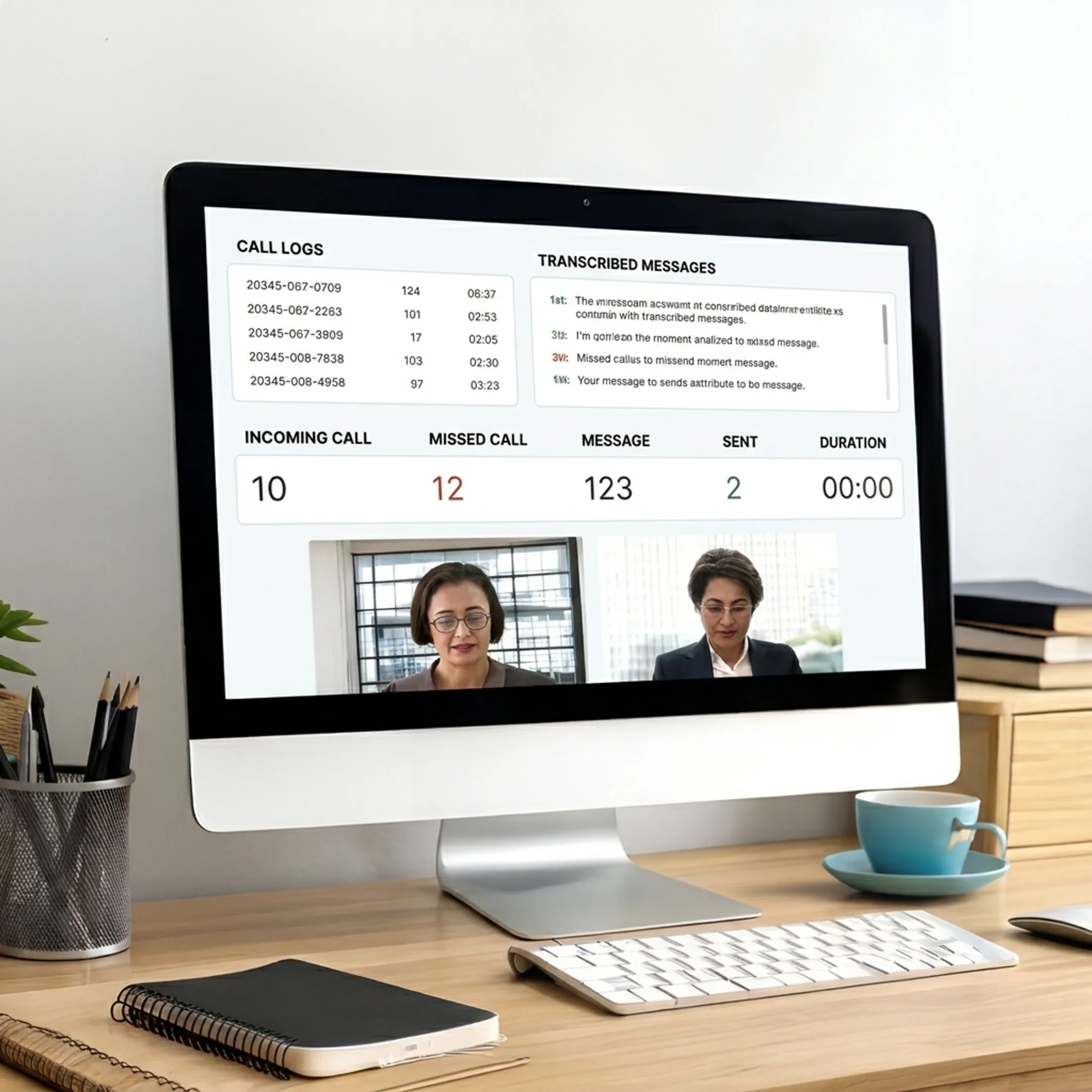 Business communication team managing routed calls