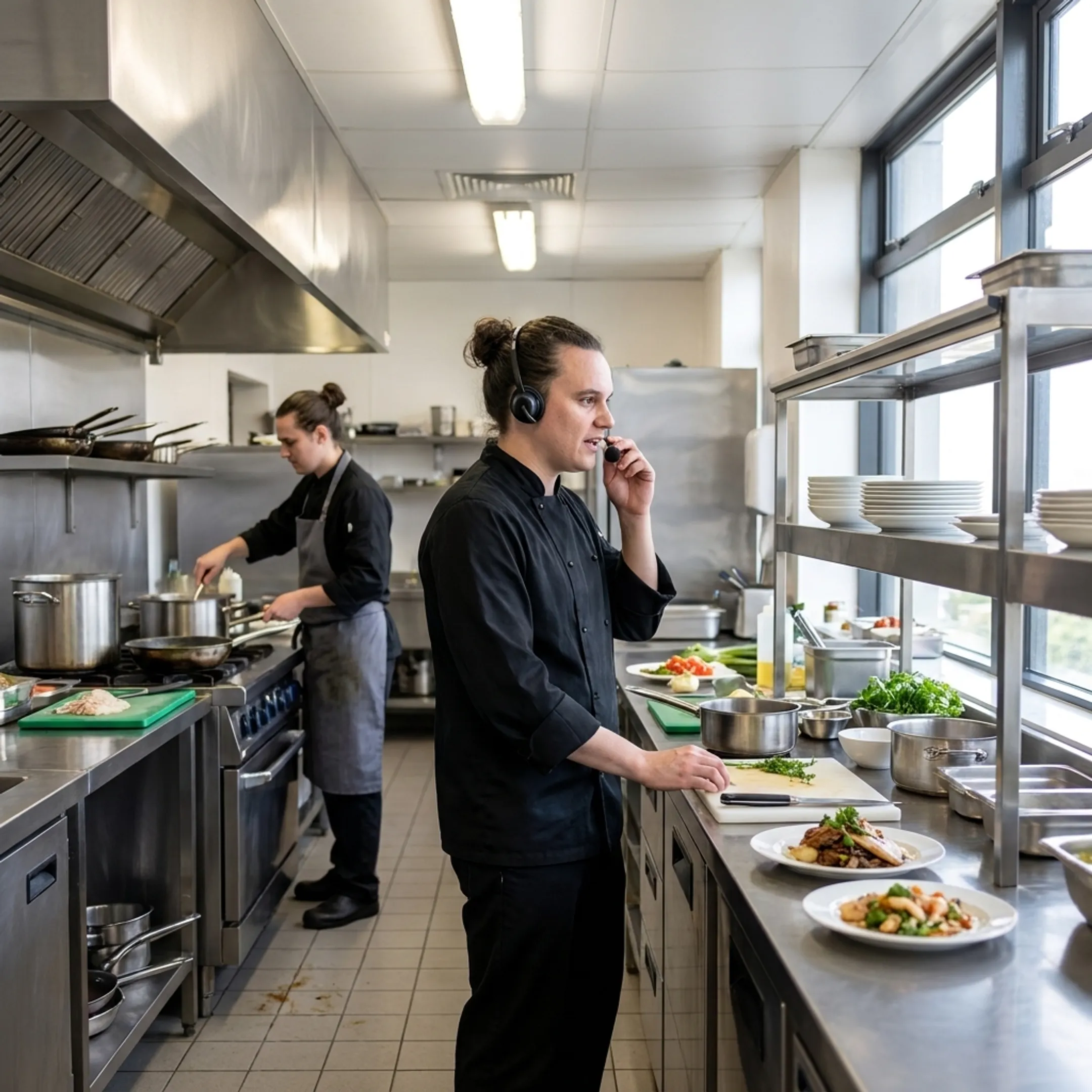 Restaurant team using AI-supported business phone system