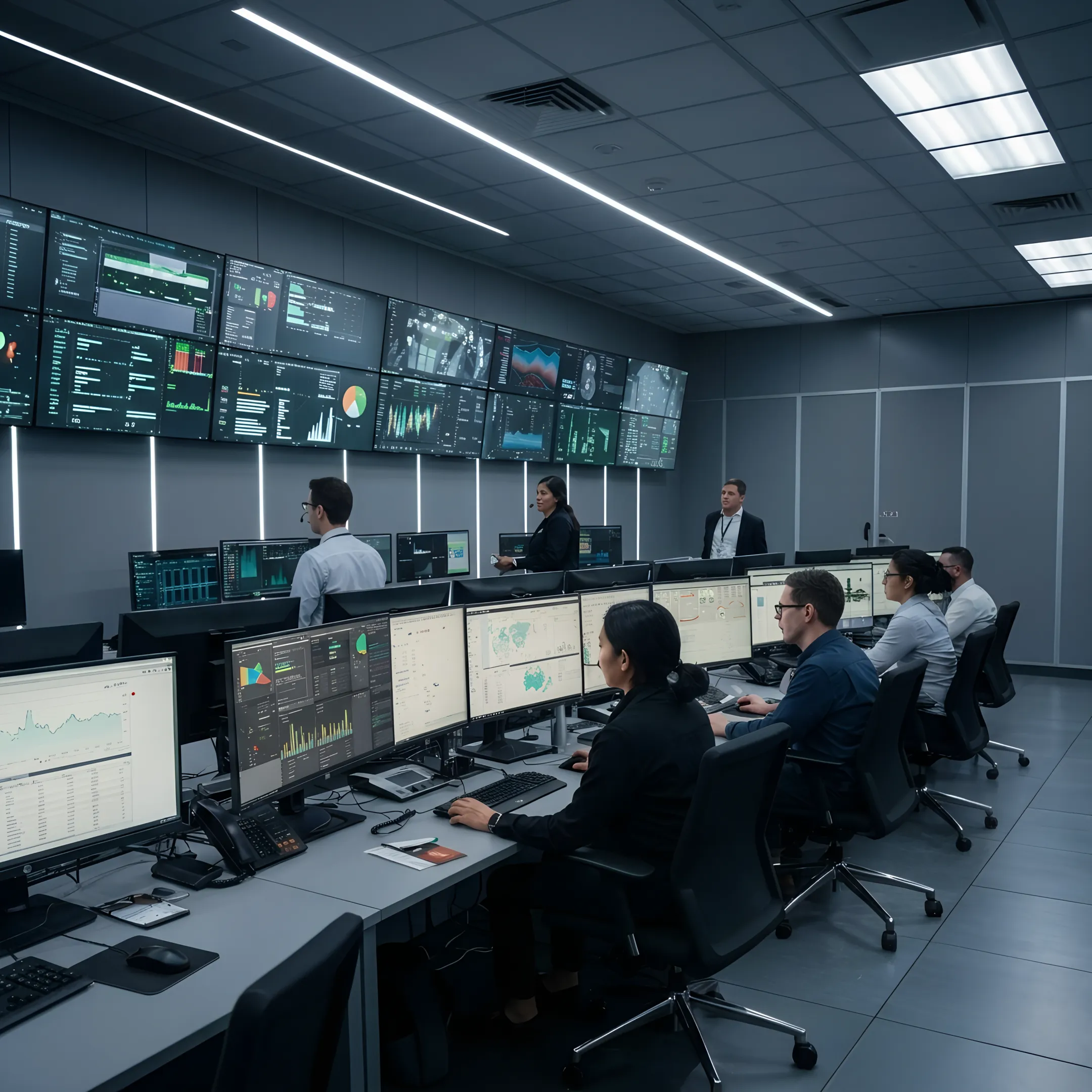 Technician monitoring business network infrastructure