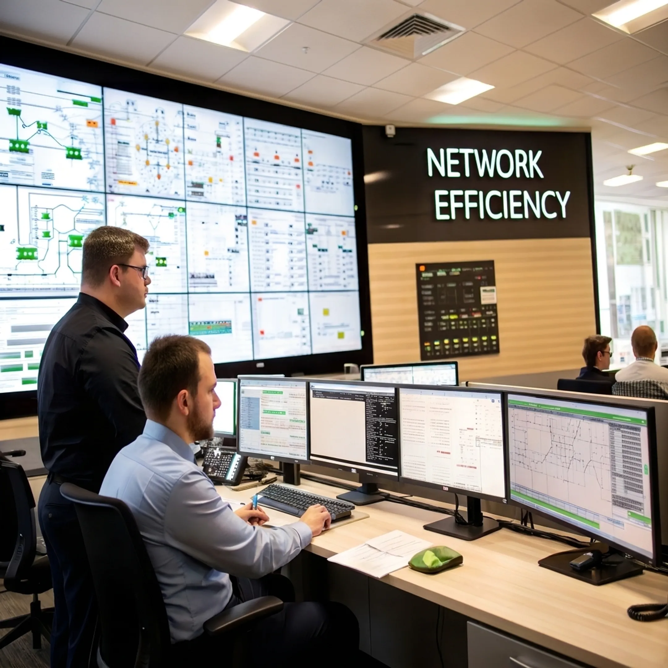 Technician reviewing business fiber connectivity