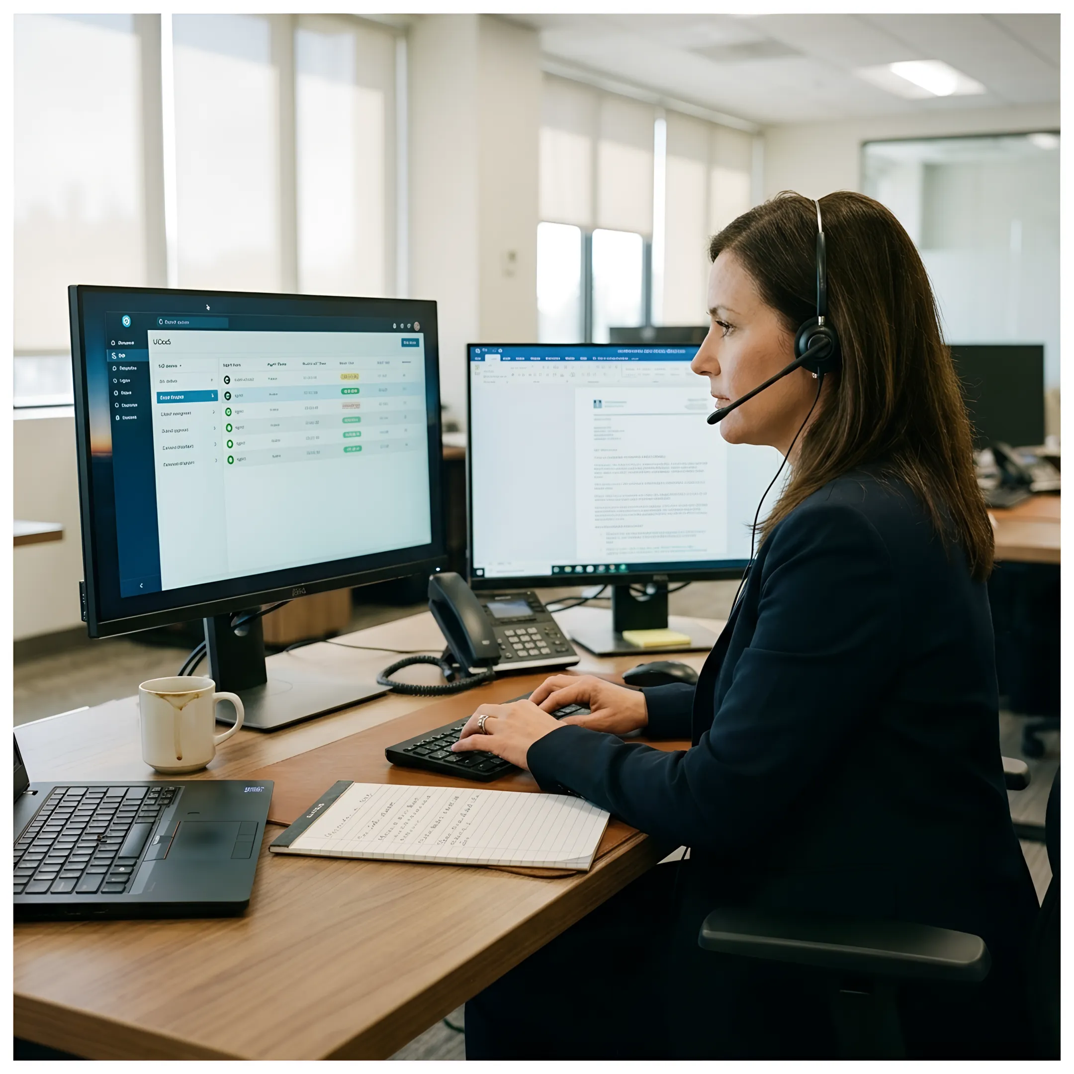 Insurance professional using an integrated business phone solution