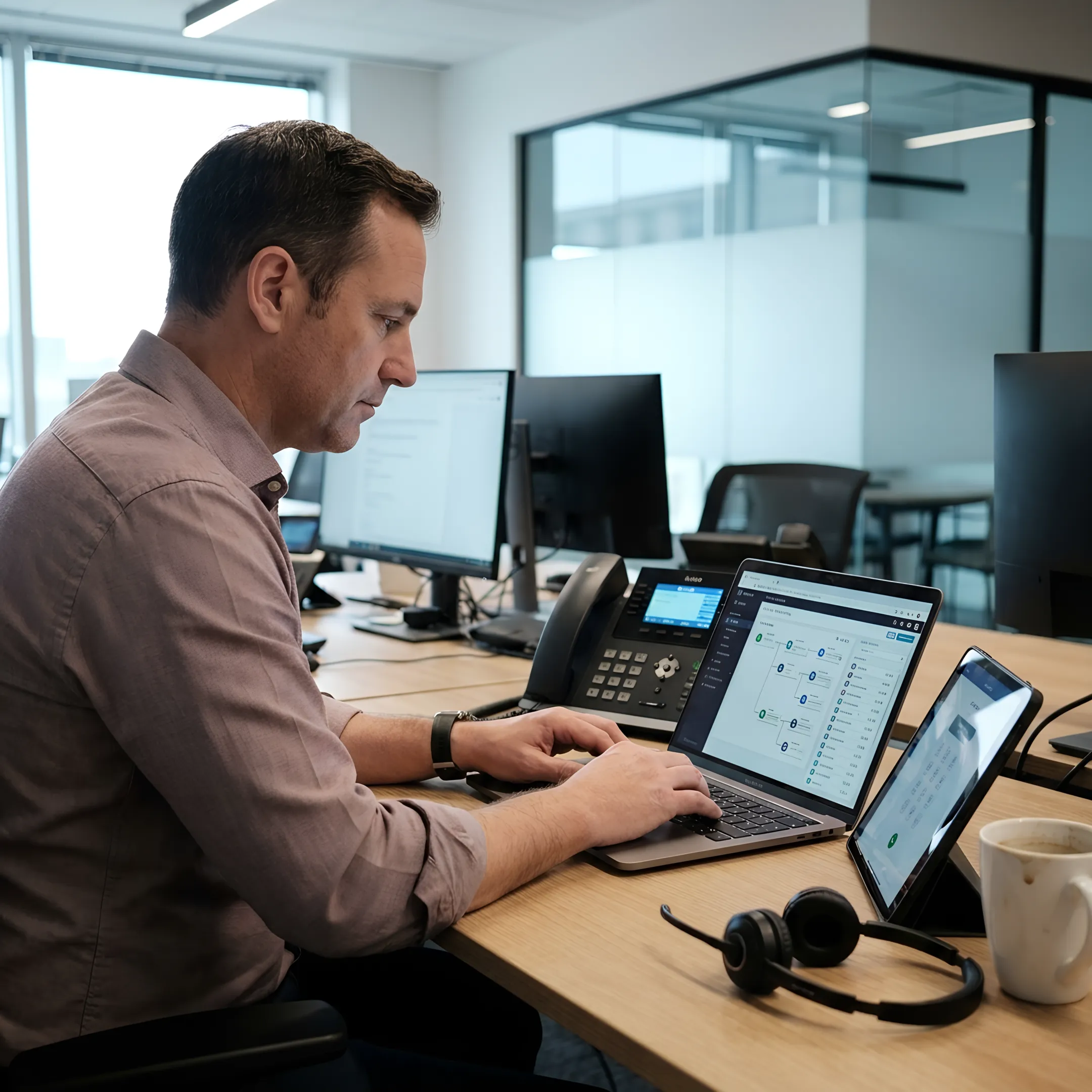 Business communication platform connecting office and remote employees