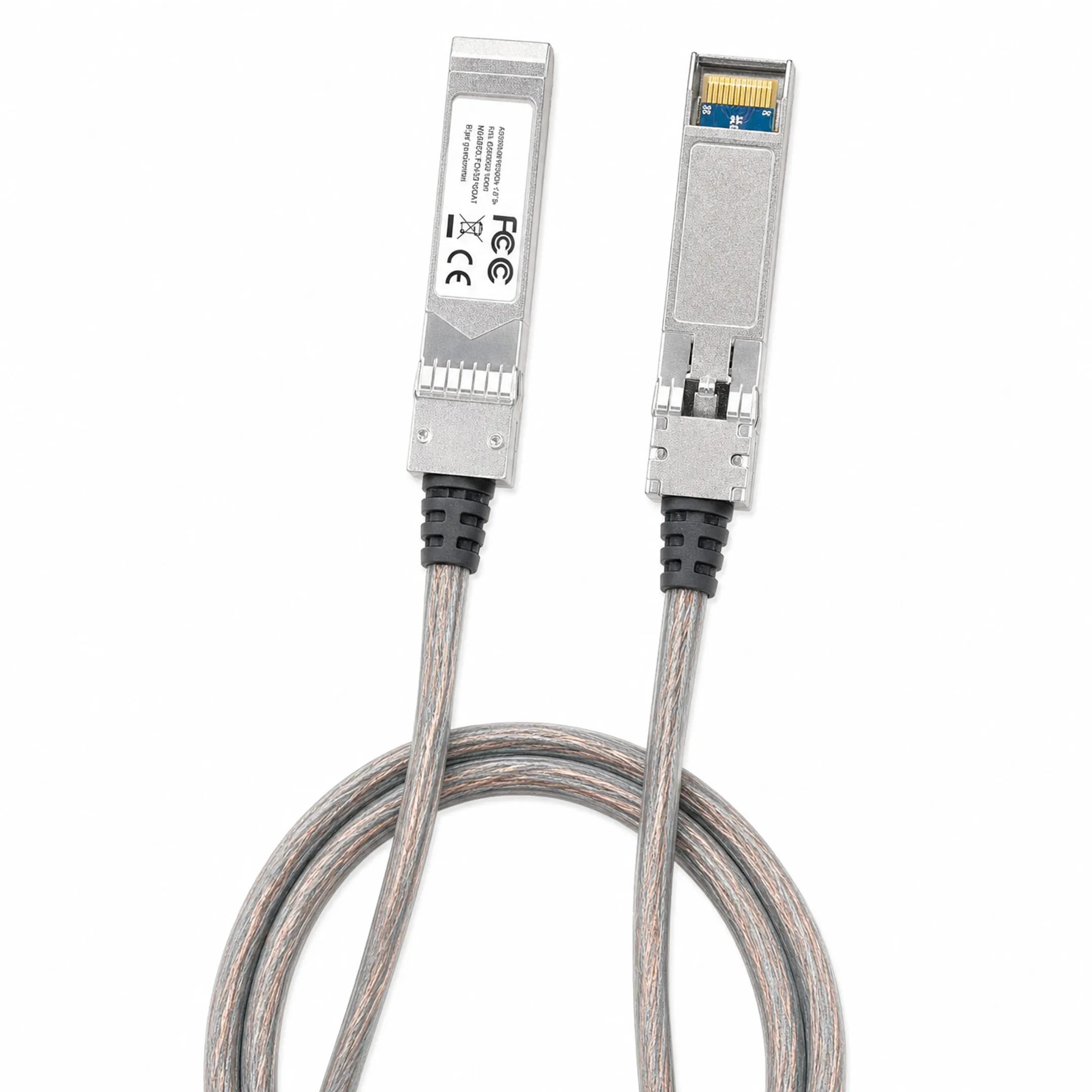 Direct attach copper Twinax cable with SFP connector housing ends