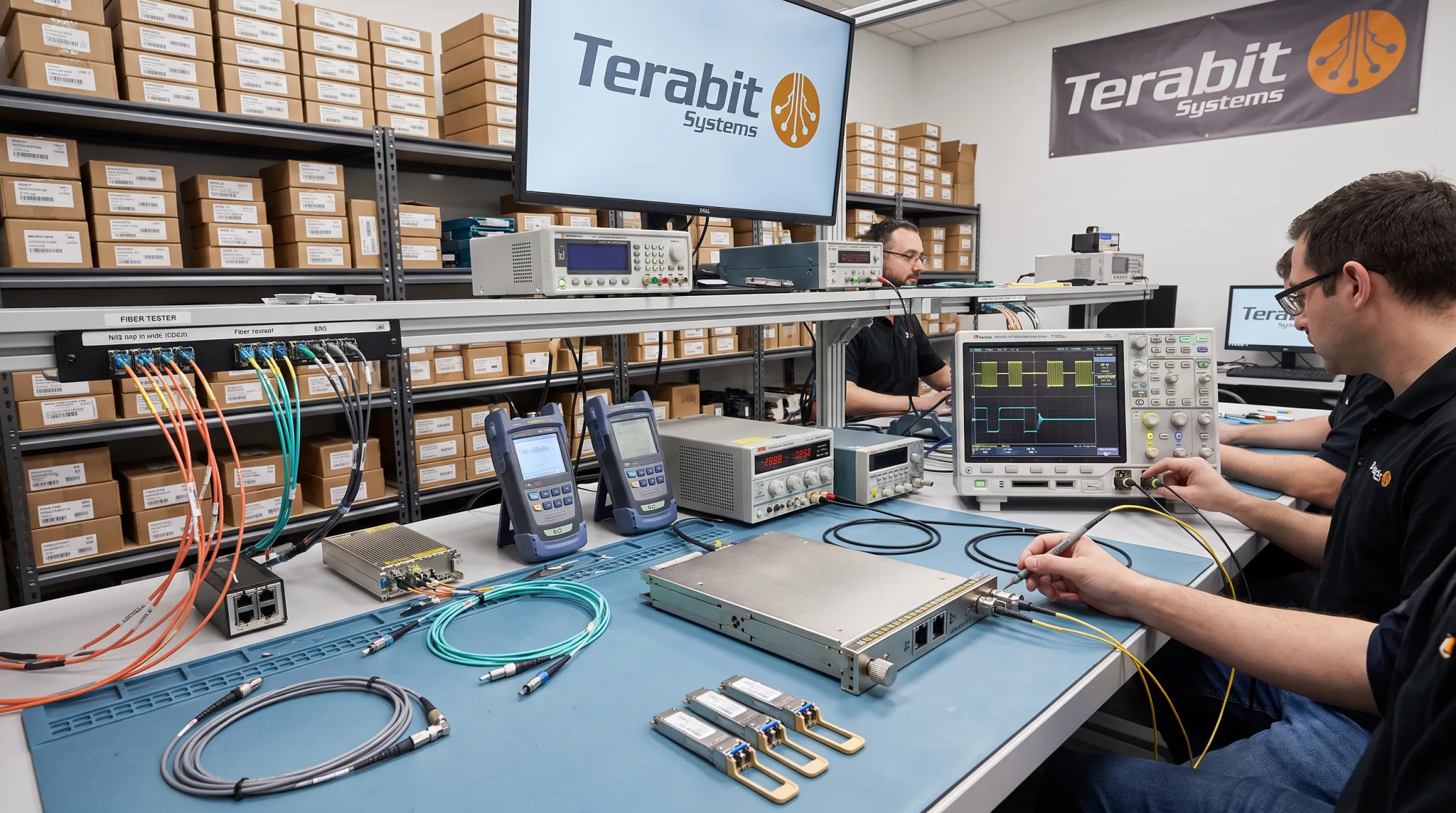 Terabit Systems refurbished AOC testing and quality inspection process